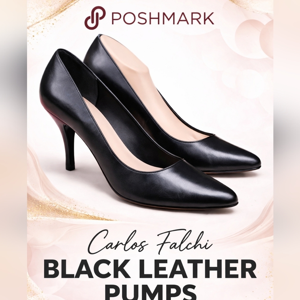 Carlos Falchi black Leather pumps 8.5